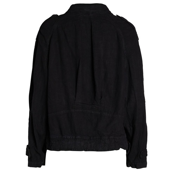 Free People Jayde Linen Bomber Jacket Black Small - Picture 5 of 12